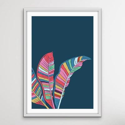 Banana Palm - Turquoise Pink Banana Palm Graphic Wall Art Print Canvas - I Heart Wall Art - Poster Print, Canvas Print or Framed Art Print