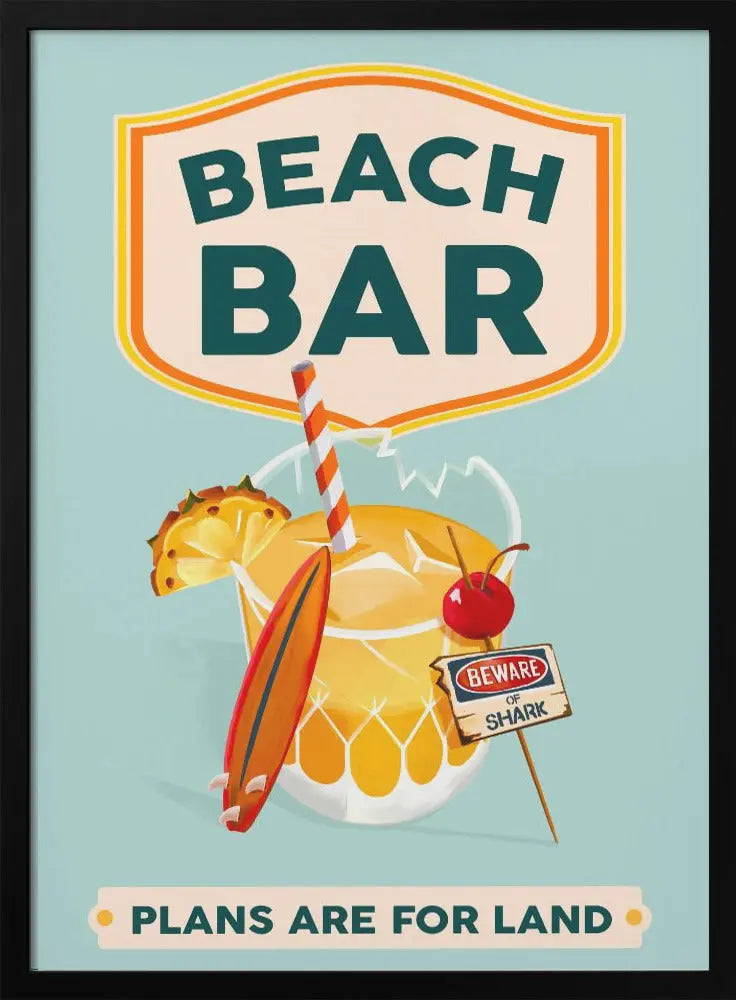 Beach Bar Summer Tropical Cocktail Bar Art - Stretched Canvas, Poster or Fine Art Print I Heart Wall Art