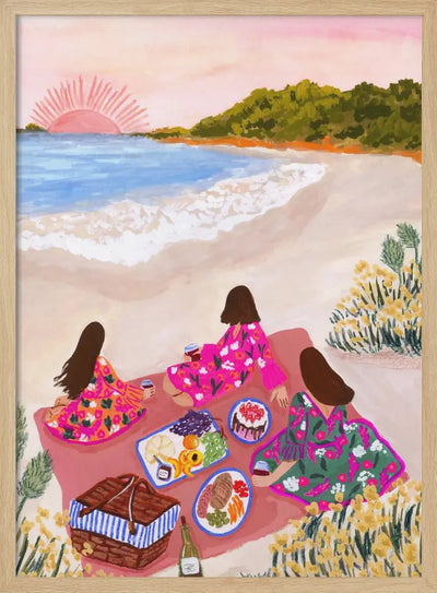 Beach Picnic - Stretched Canvas, Poster or Fine Art Print I Heart Wall Art