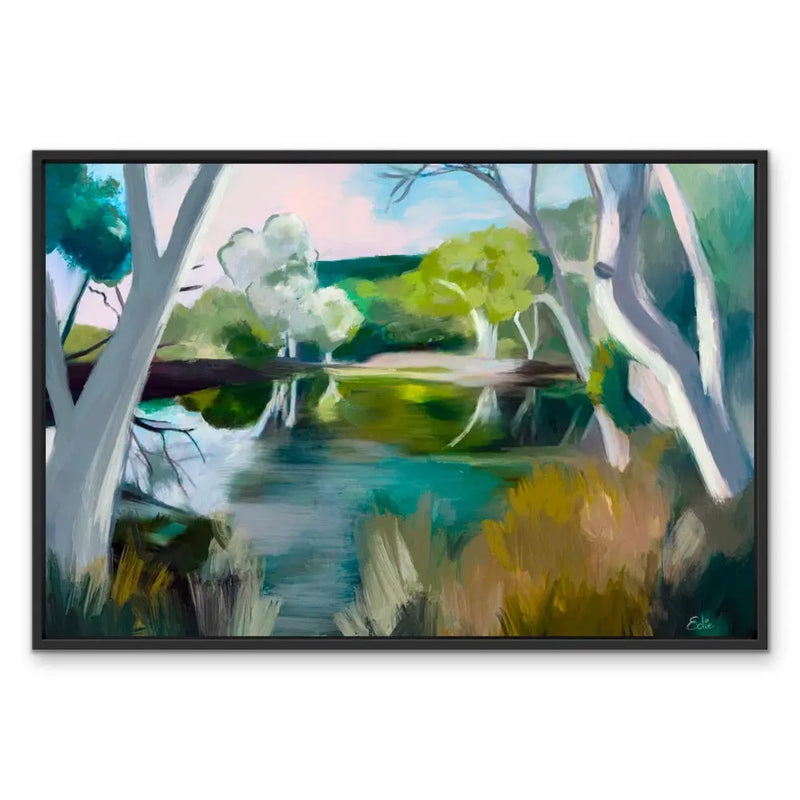 Billabong - Australian Landscape  - Stretched Canvas Print or Framed Fine Art Print - Artwork I Heart Wall Art Australia