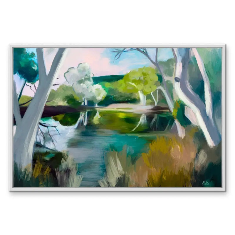 Billabong - Australian Landscape  - Stretched Canvas Print or Framed Fine Art Print - Artwork I Heart Wall Art Australia