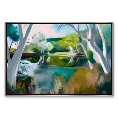 Billabong - Australian Landscape  - Stretched Canvas Print or Framed Fine Art Print - Artwork I Heart Wall Art Australia