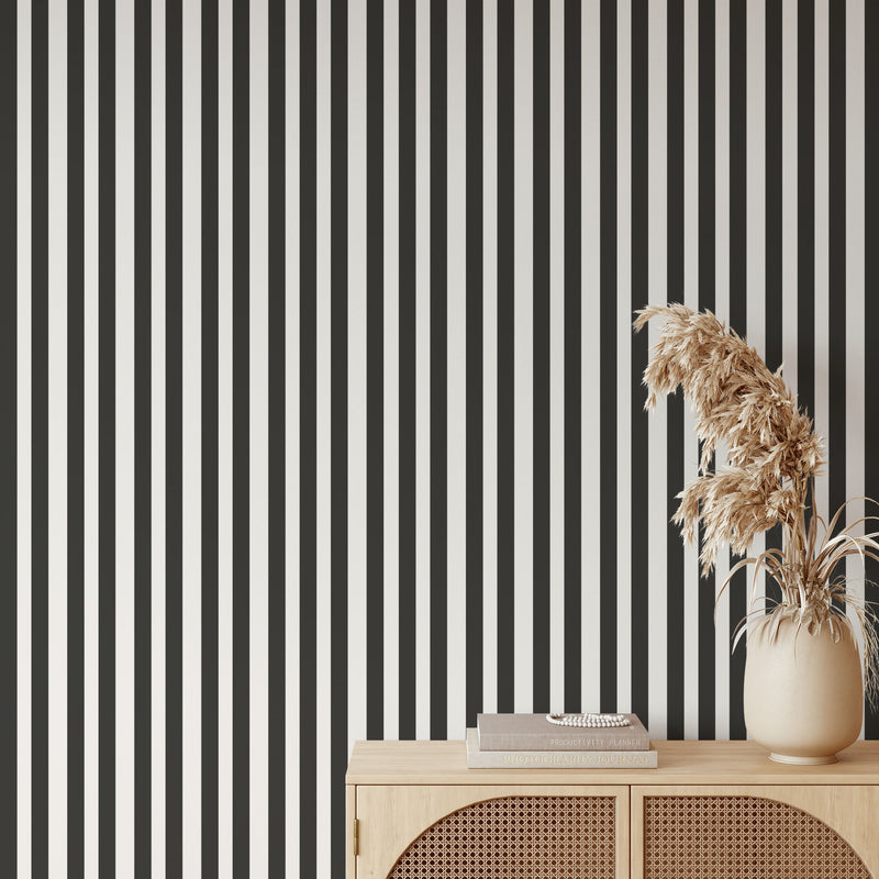 Black and White Stripe - Thick Black and and White Striped Removable Wallpaper I Heart Wall Art Australia