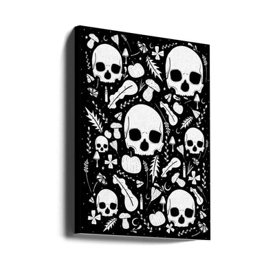 Black and White Autumn Skulls - Stretched Canvas, Poster or Fine Art Print I Heart Wall Art