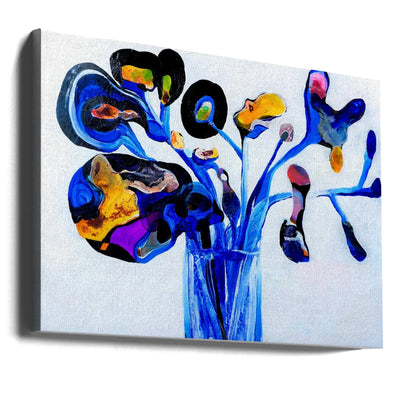 Blue Flowers - Stretched Canvas, Poster or Fine Art Print I Heart Wall Art