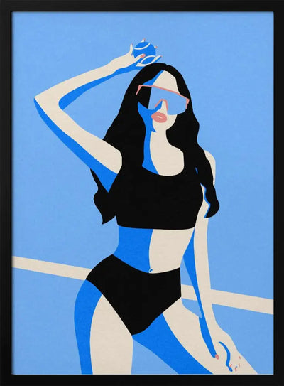 Blue Sport Girl - Stretched Canvas, Poster or Fine Art Print I Heart Wall Art