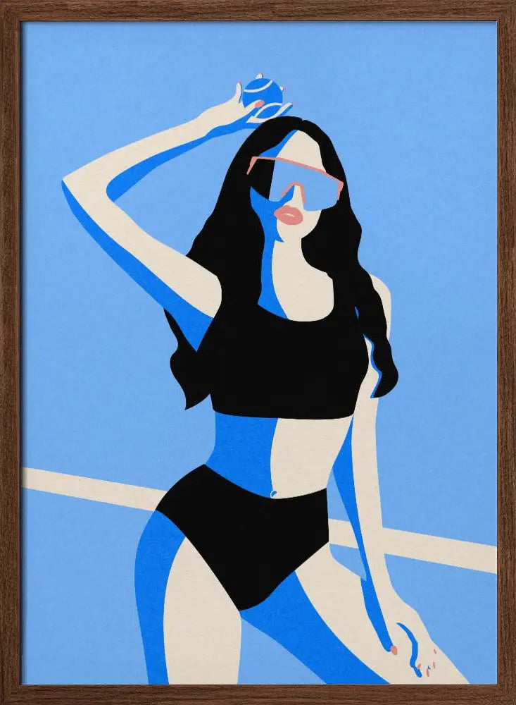 Blue Sport Girl - Stretched Canvas, Poster or Fine Art Print I Heart Wall Art