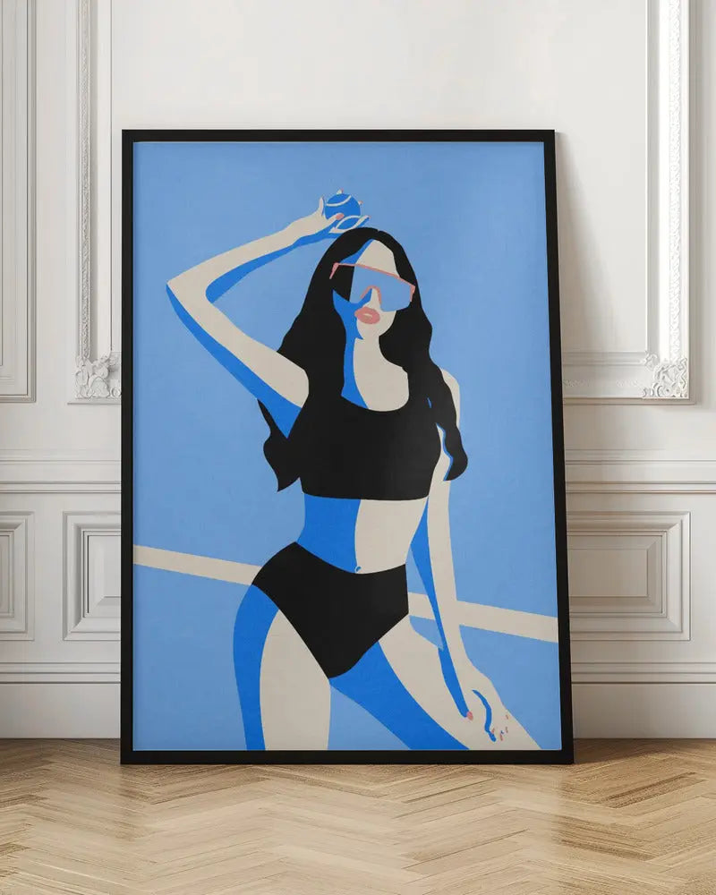 Blue Sport Girl - Stretched Canvas, Poster or Fine Art Print I Heart Wall Art