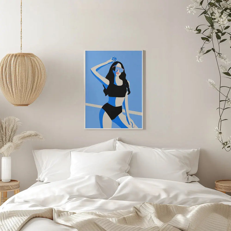 Blue Sport Girl - Stretched Canvas, Poster or Fine Art Print I Heart Wall Art