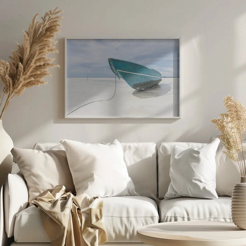 Boat at the beach - Stretched Canvas, Poster or Fine Art Print I Heart Wall Art