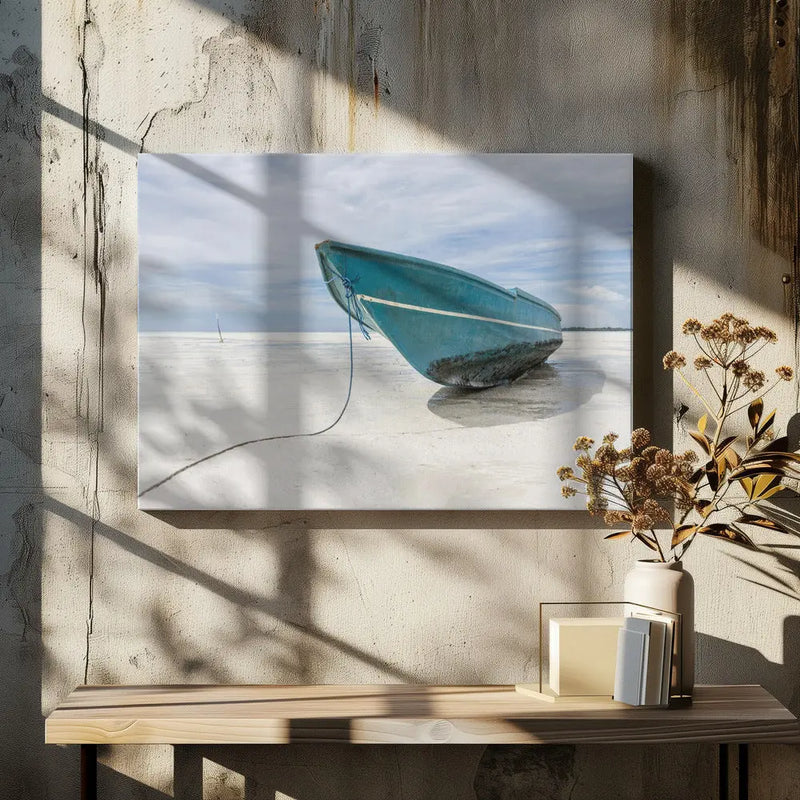 Boat at the beach - Stretched Canvas, Poster or Fine Art Print I Heart Wall Art