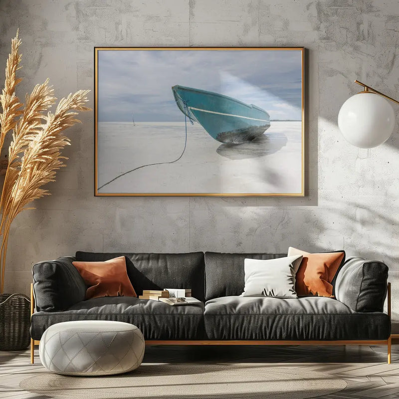 Boat at the beach - Stretched Canvas, Poster or Fine Art Print I Heart Wall Art