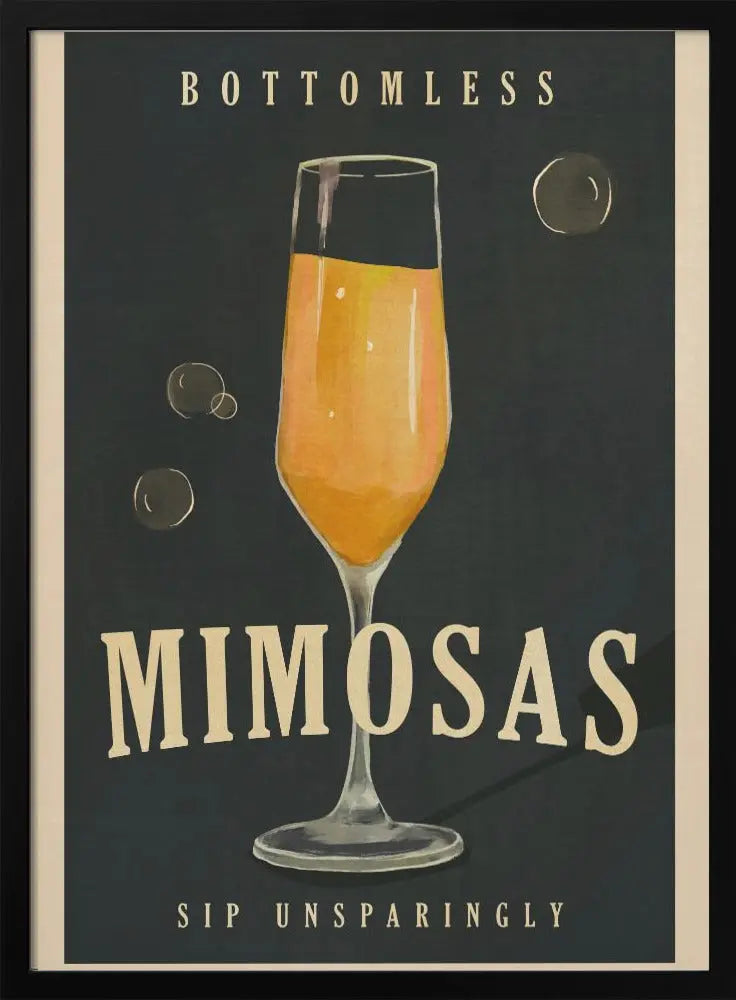 Bottomless Mimosas Brunch Prosecco &amp; Champagne Art - Stretched Canvas, Poster or Fine Art Print I Heart Wall Art