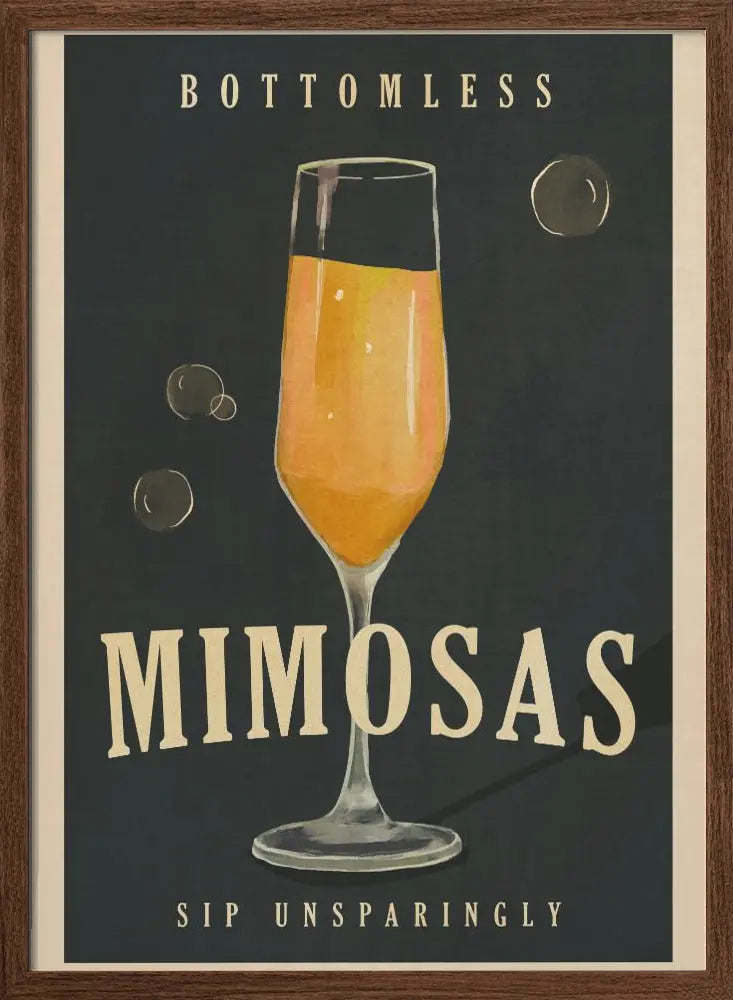 Bottomless Mimosas Brunch Prosecco &amp; Champagne Art - Stretched Canvas, Poster or Fine Art Print I Heart Wall Art