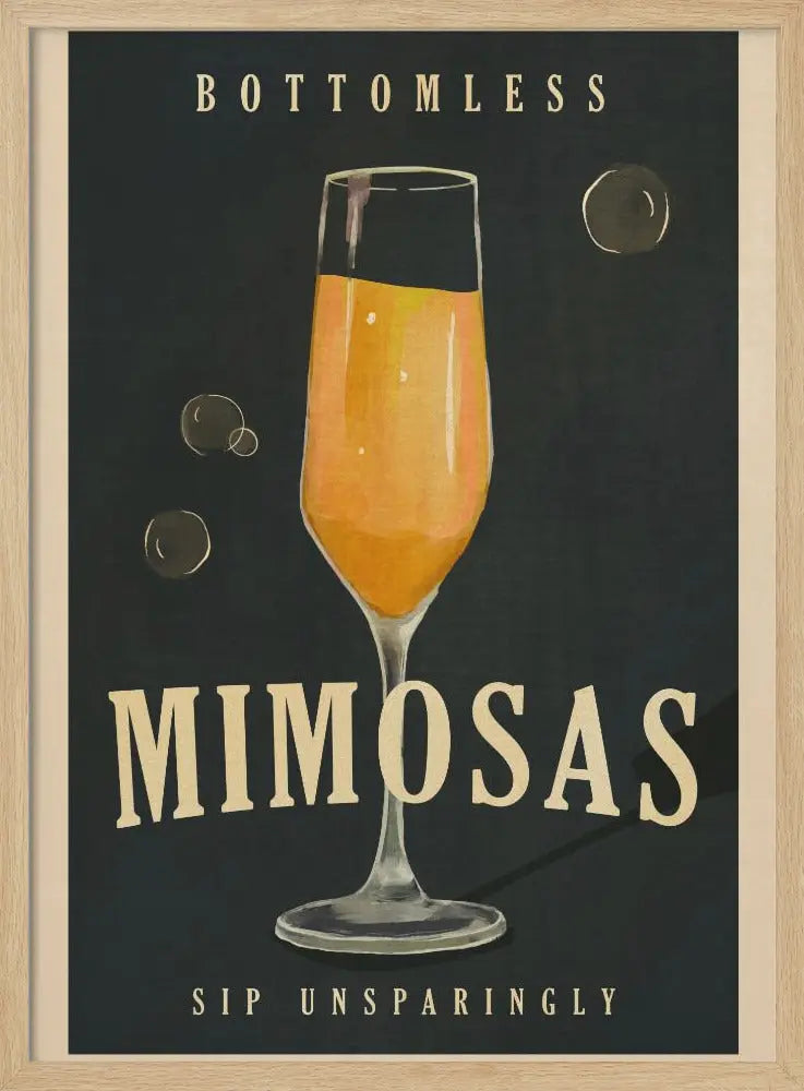 Bottomless Mimosas Brunch Prosecco &amp; Champagne Art - Stretched Canvas, Poster or Fine Art Print I Heart Wall Art