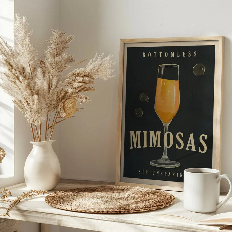 Bottomless Mimosas Brunch Prosecco &amp; Champagne Art - Stretched Canvas, Poster or Fine Art Print I Heart Wall Art