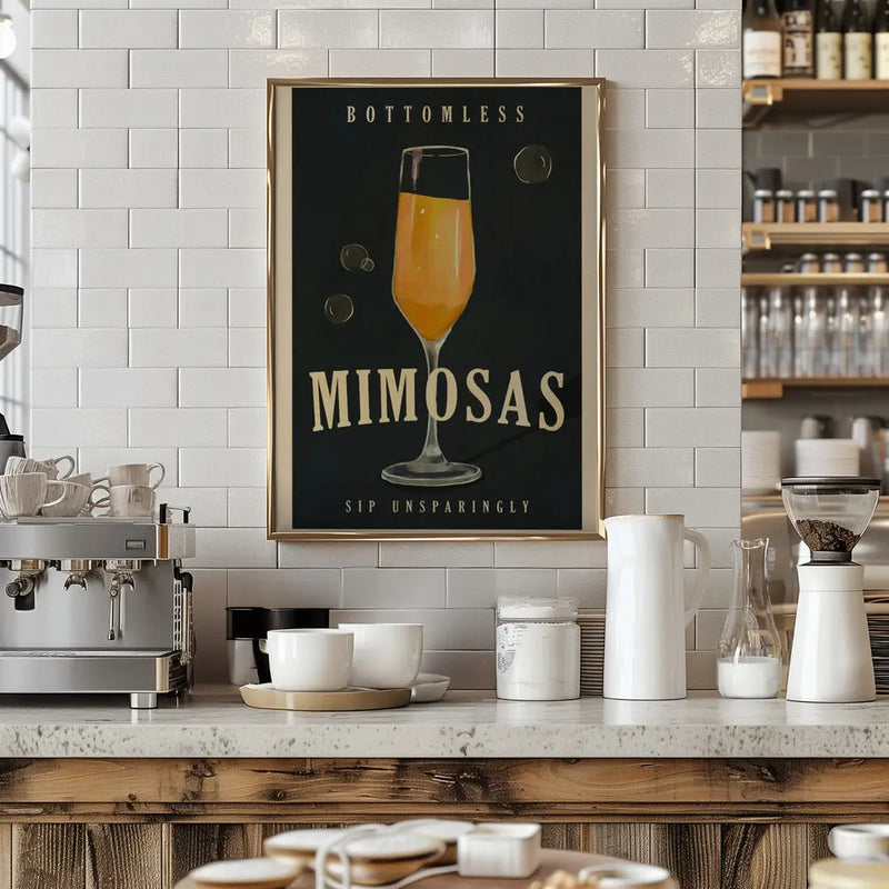 Bottomless Mimosas Brunch Prosecco &amp; Champagne Art - Stretched Canvas, Poster or Fine Art Print I Heart Wall Art