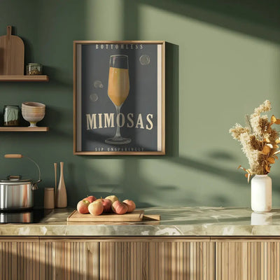 Bottomless Mimosas Brunch Prosecco &amp; Champagne Art - Stretched Canvas, Poster or Fine Art Print I Heart Wall Art