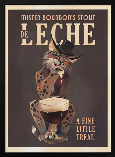 Bourbon De Leche Guinness Style Cat Art - Stretched Canvas, Poster or Fine Art Print I Heart Wall Art