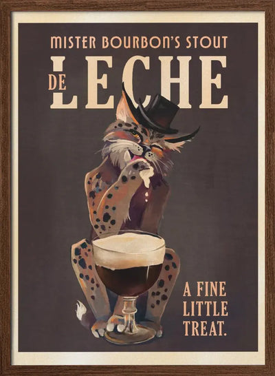 Bourbon De Leche Guinness Style Cat Art - Stretched Canvas, Poster or Fine Art Print I Heart Wall Art