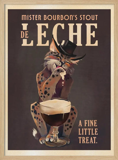 Bourbon De Leche Guinness Style Cat Art - Stretched Canvas, Poster or Fine Art Print I Heart Wall Art