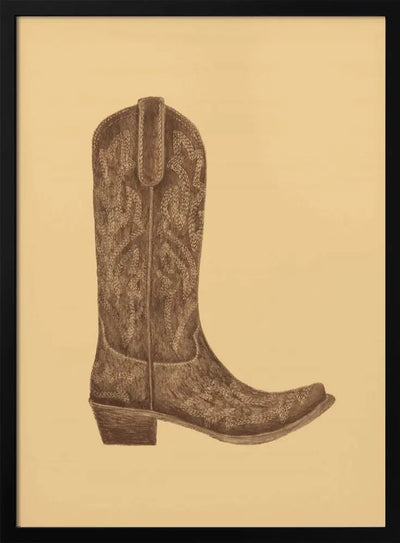 Brown Cowgirl Boot - Stretched Canvas, Poster or Fine Art Print I Heart Wall Art