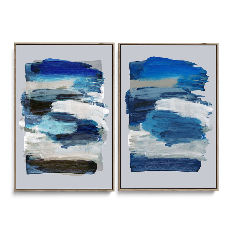 BrushStrokes 78 x 78Y by Marieke Bohmer - Abstract Two Piece Set, Contemporary Blue & Red Geometric Artworkls I Heart Wall Art Australia