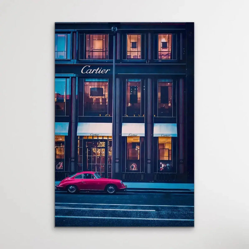 Buying Luxury - Photographic Print Showing Elegant Car Parked Outside Cartier Boutique - I Heart Wall Art - Poster Print, Canvas Print or Framed Art Print