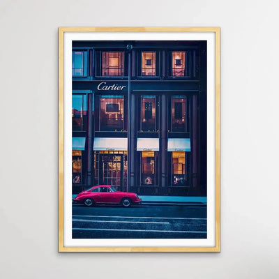 Buying Luxury - Photographic Print Showing Elegant Car Parked Outside Cartier Boutique - I Heart Wall Art - Poster Print, Canvas Print or Framed Art Print