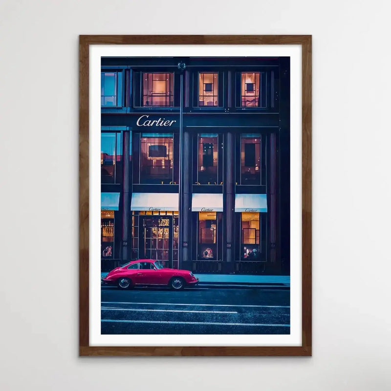 Buying Luxury - Photographic Print Showing Elegant Car Parked Outside Cartier Boutique - I Heart Wall Art - Poster Print, Canvas Print or Framed Art Print