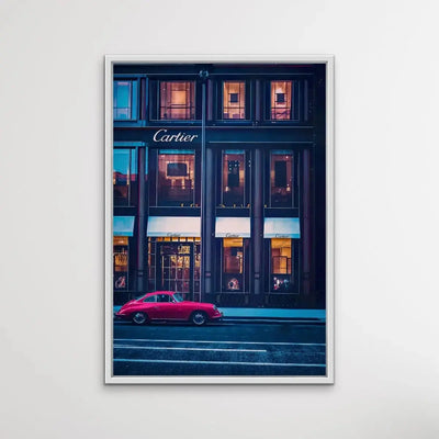 Buying Luxury - Photographic Print Showing Elegant Car Parked Outside Cartier Boutique - I Heart Wall Art - Poster Print, Canvas Print or Framed Art Print