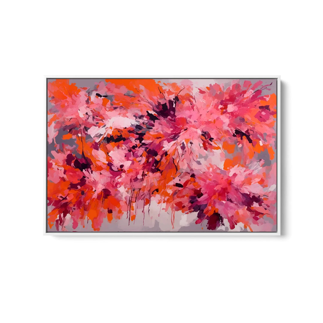 Red, orange and pink abstract deals flower painting. 9x12”.