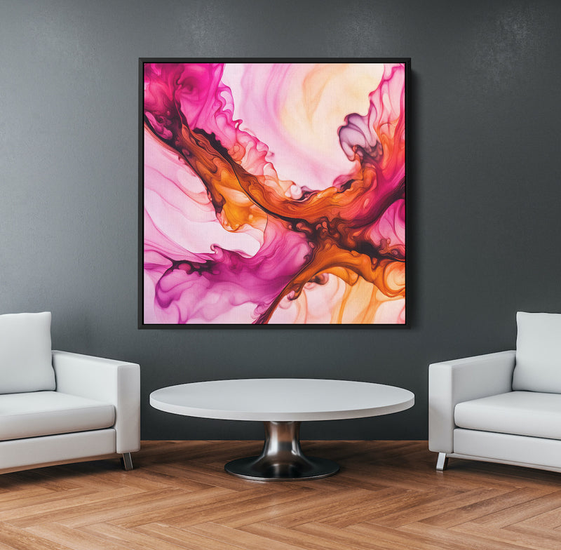 Chasm- Alcohol Ink-Style Colourful Abstract Print in Orange and Pink I Heart Wall Art Australia