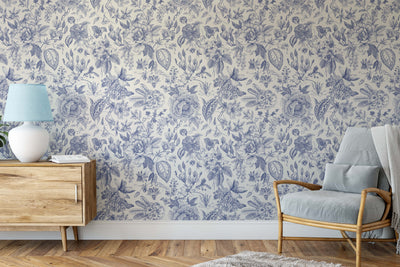 Chinoiserie In Blue Wallpaper - Blue Classic Style Removable Peel and Stick or Soak and Stick Removable Wallpaper I Heart Wall Art Australia