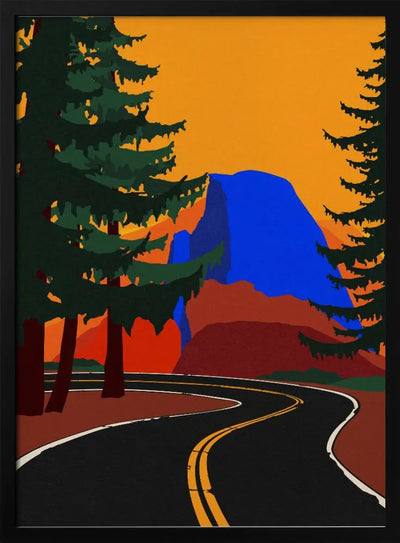 Clacier Road With Half Dome - Stretched Canvas, Poster or Fine Art Print I Heart Wall Art