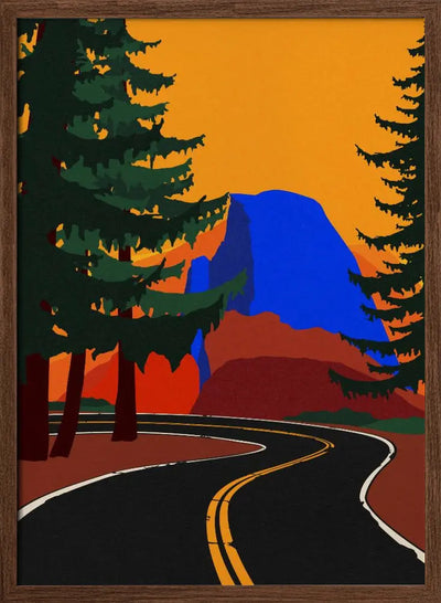 Clacier Road With Half Dome - Stretched Canvas, Poster or Fine Art Print I Heart Wall Art