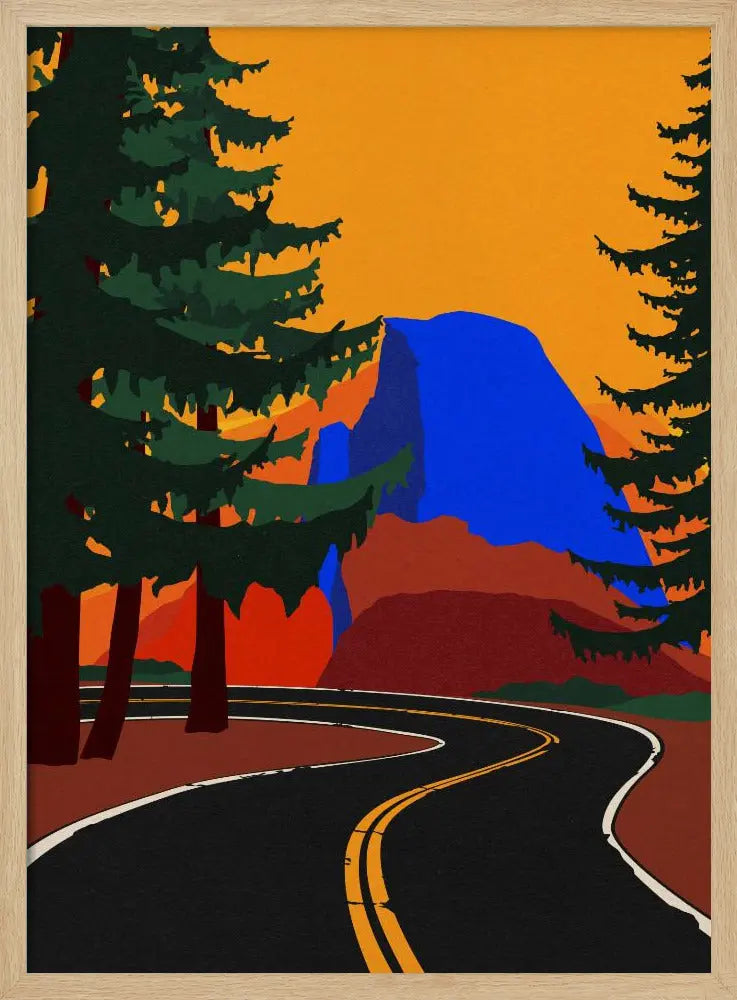 Clacier Road With Half Dome - Stretched Canvas, Poster or Fine Art Print I Heart Wall Art