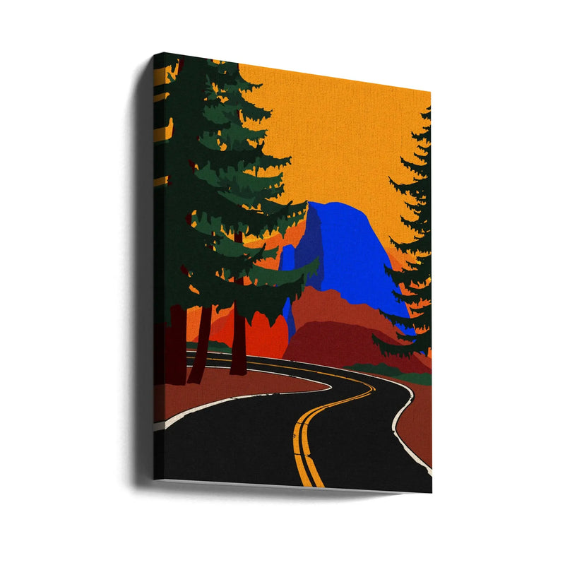 Clacier Road With Half Dome - Stretched Canvas, Poster or Fine Art Print I Heart Wall Art