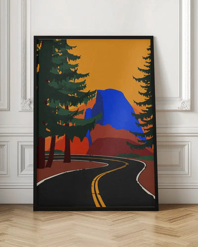 Clacier Road With Half Dome - Stretched Canvas, Poster or Fine Art Print I Heart Wall Art