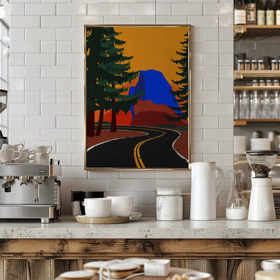 Clacier Road With Half Dome - Stretched Canvas, Poster or Fine Art Print I Heart Wall Art