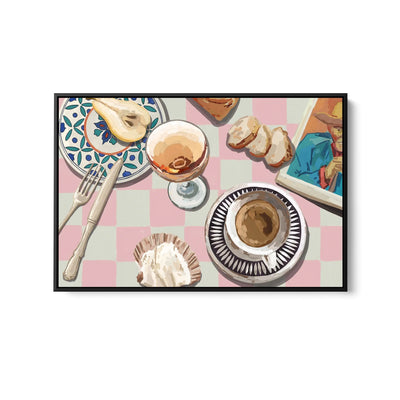 Coffee Table by the Bay - Contemporary Still Life Art Featuring Coffee- Stretched Canvas Print or Framed Fine Art Print - Artwork I Heart Wall Art Australia 