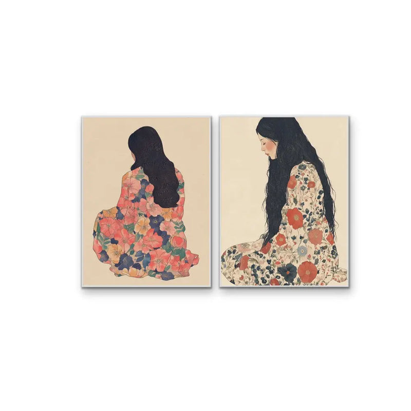 Delicate - Floral Women Two Piece Set Wall Art Canvas Print I Heart Wall Art Australia