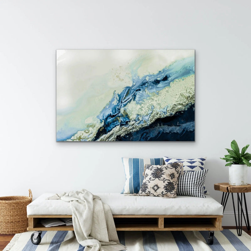 Deliverance - Blue Aerial Coastal Artwork by Petra Meikle de Vlas I Heart Wall Art Australia