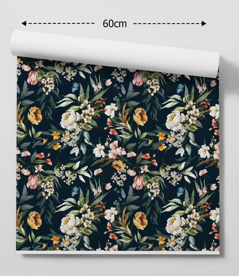 Dutch Florals - Dark Design Two HALF SIZE - Floral Peel and Stick Wallpaper I Heart Wall Art Australia