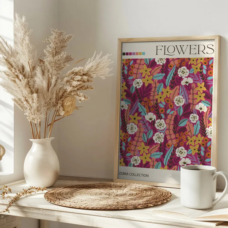 FLOWERS. Zebra Collection - Stretched Canvas, Poster or Fine Art Print I Heart Wall Art