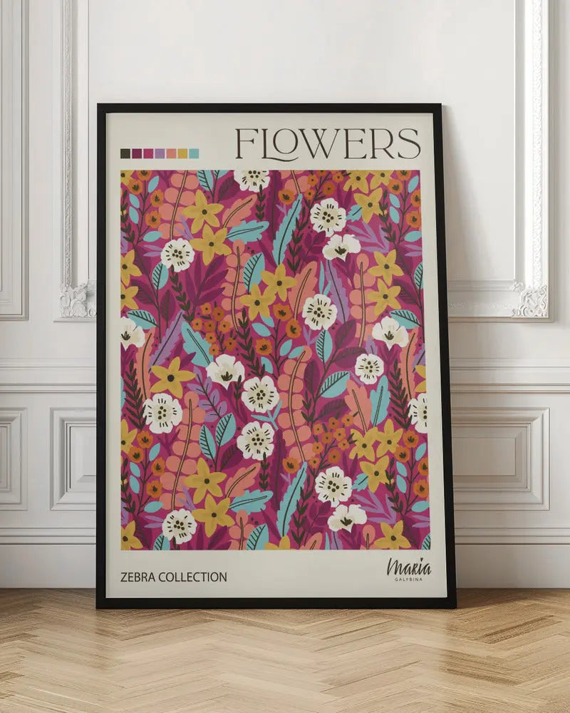 FLOWERS. Zebra Collection - Stretched Canvas, Poster or Fine Art Print I Heart Wall Art