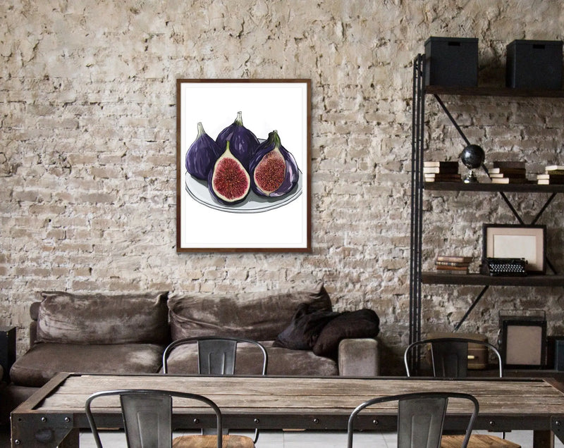 Fig - Dark Illustrated Fig Fruit Wall Art Canvas Print I Heart Wall Art