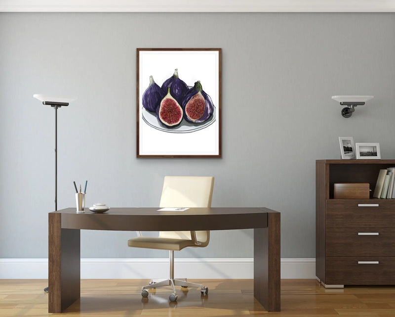 Fig - Dark Illustrated Fig Fruit Wall Art Canvas Print I Heart Wall Art