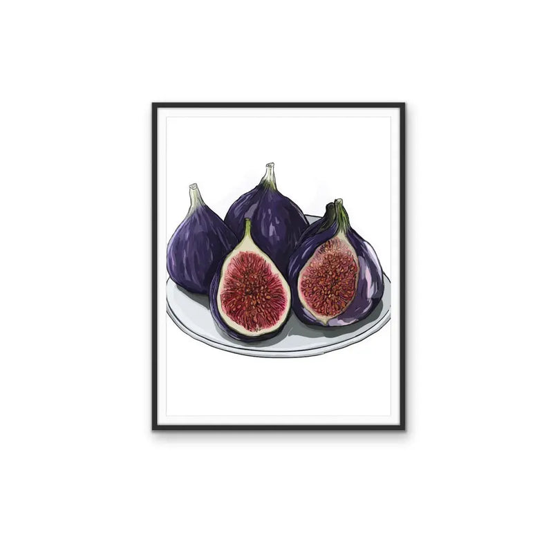 Fig - Dark Illustrated Fig Fruit Wall Art Canvas Print I Heart Wall Art