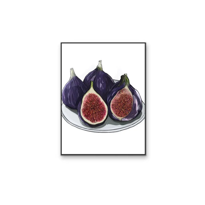 Fig - Dark Illustrated Fig Fruit Wall Art Canvas Print I Heart Wall Art